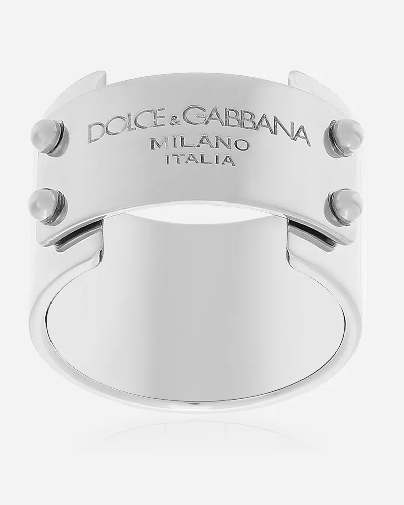 Dolce & Gabbana Ring Logoplakette Silber