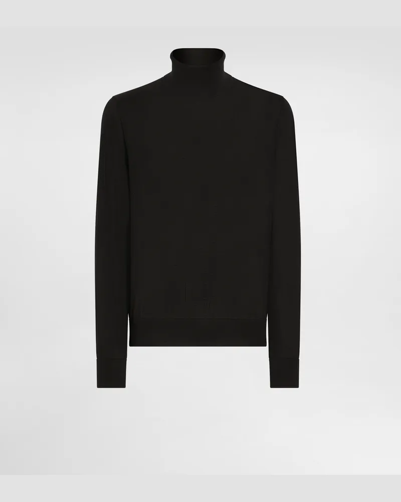 Dolce & Gabbana Pullover Hoher Kragen Aus Kaschmir - Mann Strickwaren Schwarz Kaschmir Schwarz
