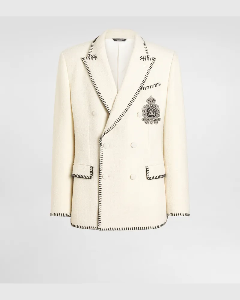 Dolce & Gabbana Jacke Aus Tweed Mit Stickerei - Mann Anzüge Und Blazer Wei Weiss