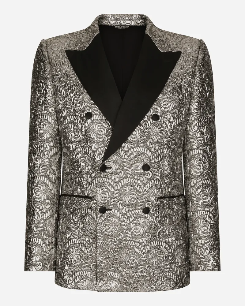 Dolce & Gabbana Zweireihige Smokingjacke Sicilia Lamé-jacquard - Mann Anzüge Und Blazer Silber Silber