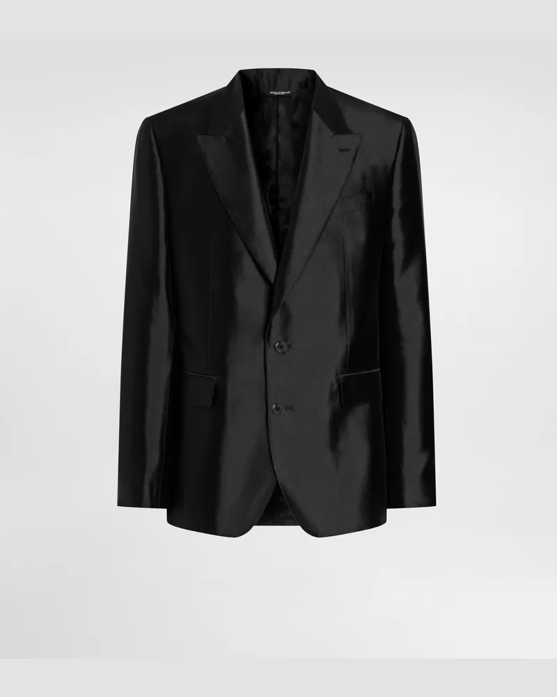 Dolce & Gabbana Jacke Sicilia Light Aus Mikado-seide Mit Einreihiger Knopfleiste - Mann Anzüge Und Blazer Schwarz Seide Schwarz
