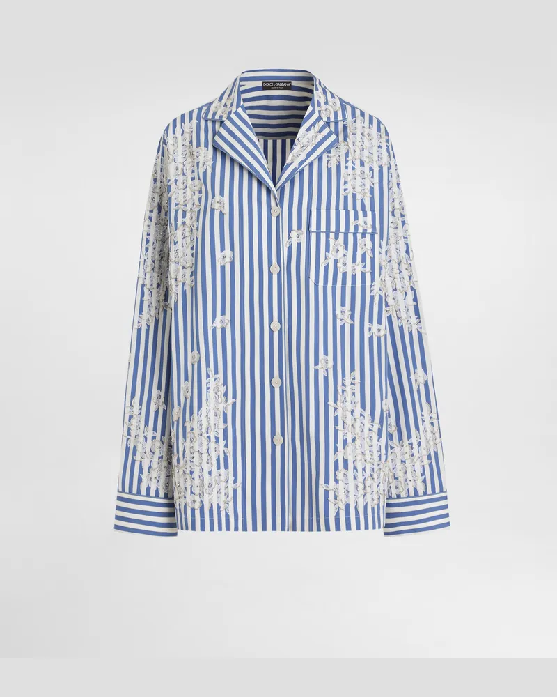 Dolce & Gabbana Cotton Shirt With Flowers And Lace Embroidery - Frau Blusen Und Tops Mehrfarbig Multicolor