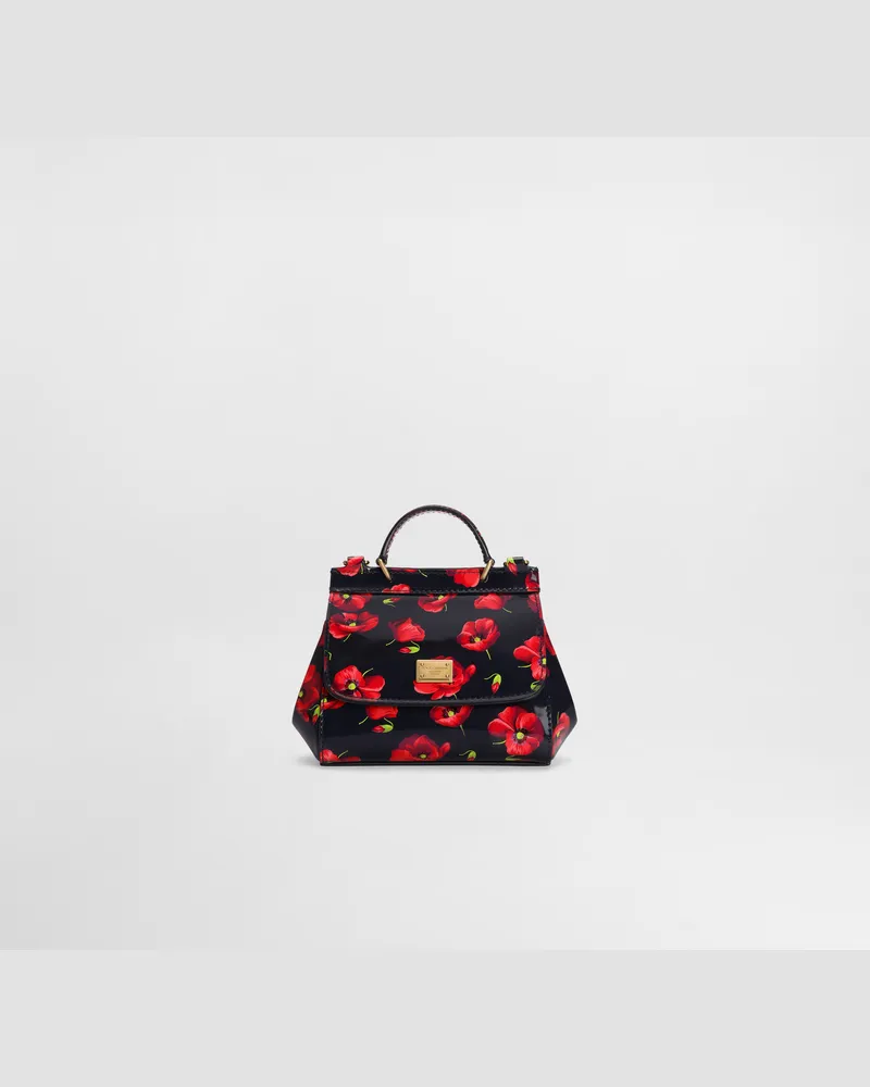 Dolce & Gabbana Schulter- Und Umhängetasche Sicily Aus Lackleder Mit Mohnblumen-print - Frau Collection 
