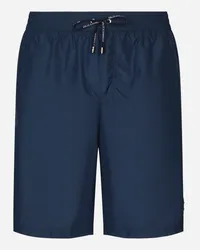 Dolce & Gabbana Mid-length swim trunks with logo tag Blau