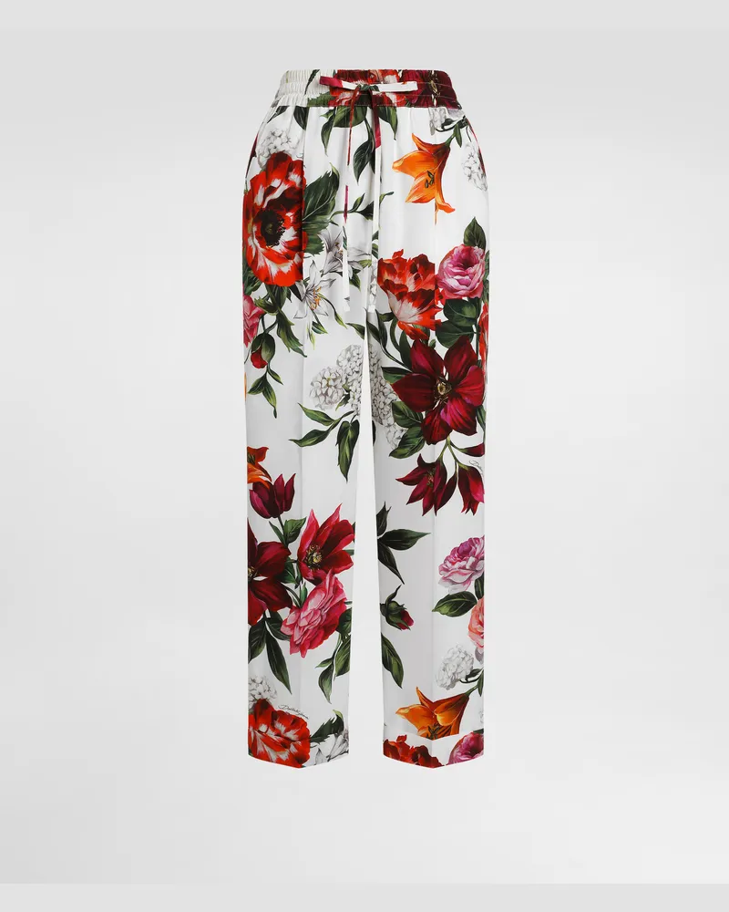 Dolce & Gabbana Hose Aus Popeline Mit Blumenprint - Frau Hosen Und Shorts Drucken Drucken