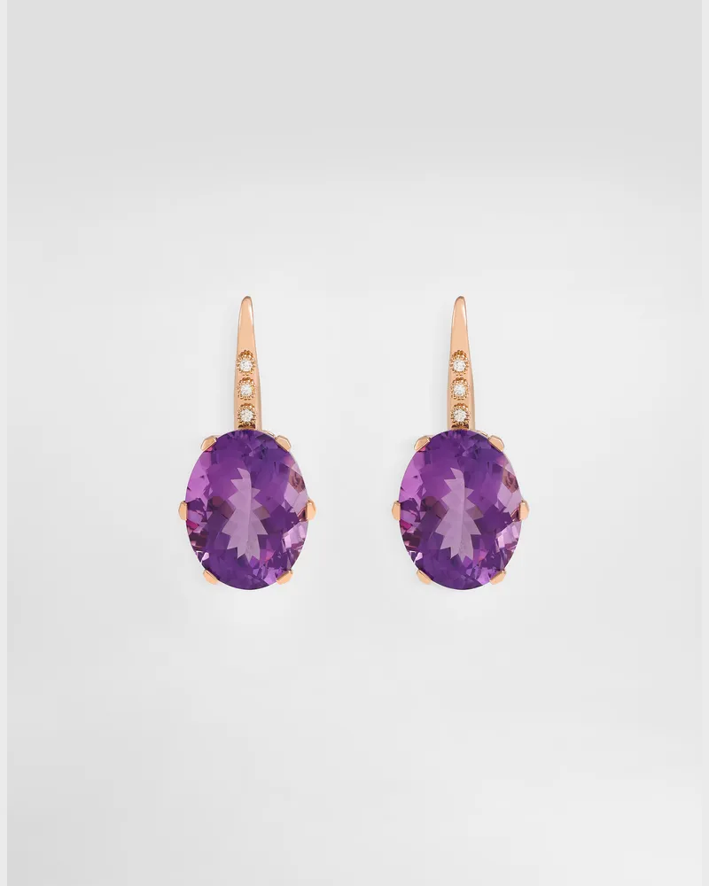 Dolce & Gabbana Anna Earrings In 18-carat Red Gold With Amethysts And Diamonds - Frau Collection Rot Red