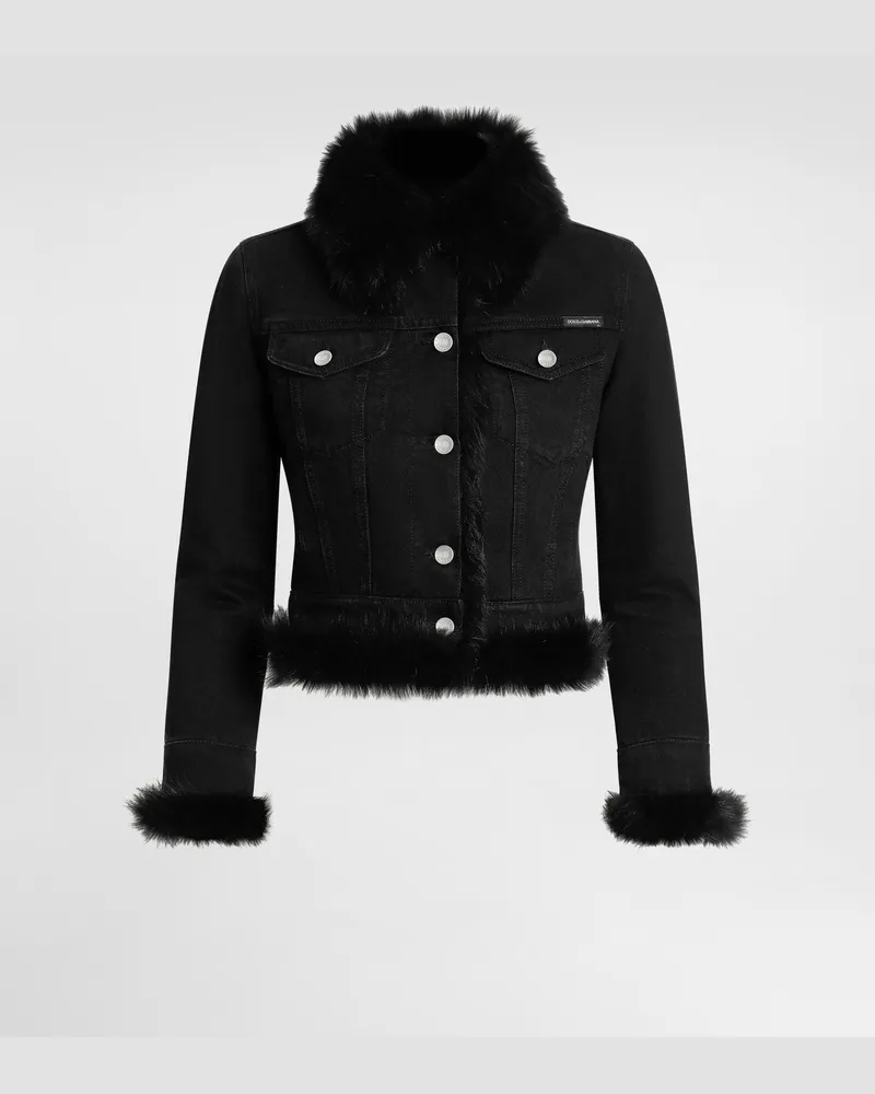 Dolce & Gabbana Denim Jacket Lined With Fur - Frau Denim Mehrfarbig Multicolor