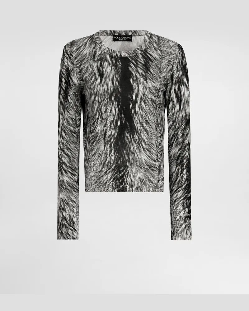 Dolce & Gabbana Seidenpullover Fellprint - Frau Strickwaren Grau Grau