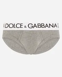 Dolce & Gabbana Mid-rise briefs in two-way stretch cotton Grau