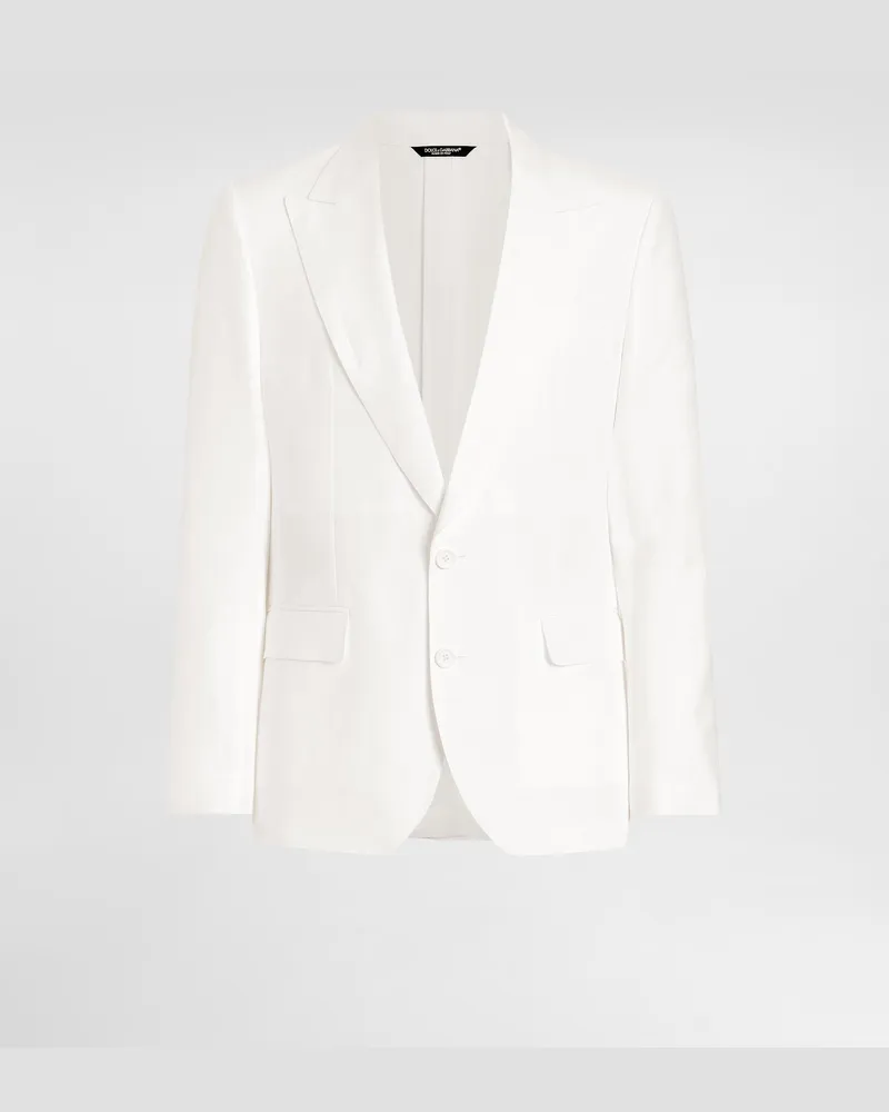Dolce & Gabbana Einreihige Jacke Aus Leinenstoff - Mann Anzüge Und Blazer Wei Weiss