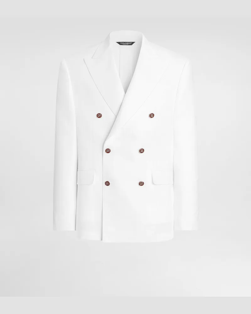 Dolce & Gabbana Jacke Sicilia Light Aus Leinen Mit Doppelreiher - Mann Anzüge Und Blazer Wei White