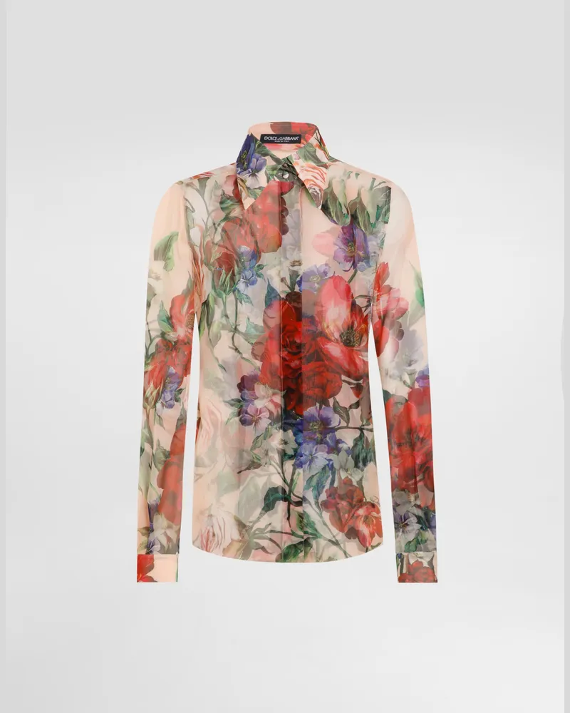 Dolce & Gabbana Langarmbluse Aus Chiffon Blumenprint - Frau Blusen Und Tops Drucken Drucken