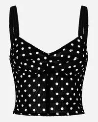 Dolce & Gabbana Bustier-Top aus Marquisette Punkteprint Drucken