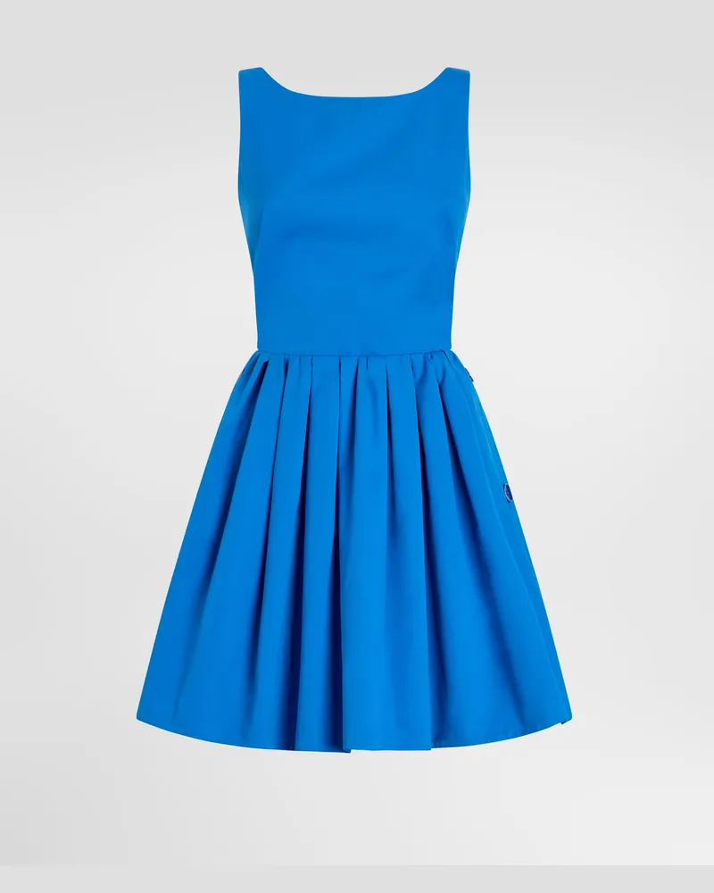 Dolce & Gabbana Kurzes Kleid Aus Baumwolle - Frau Kleider Azurblau Azurblau