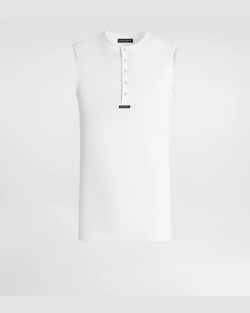 Dolce & Gabbana Cotton Serafino T-shirt - Mann T-shirts Und Polos Wei� Baumwolle White