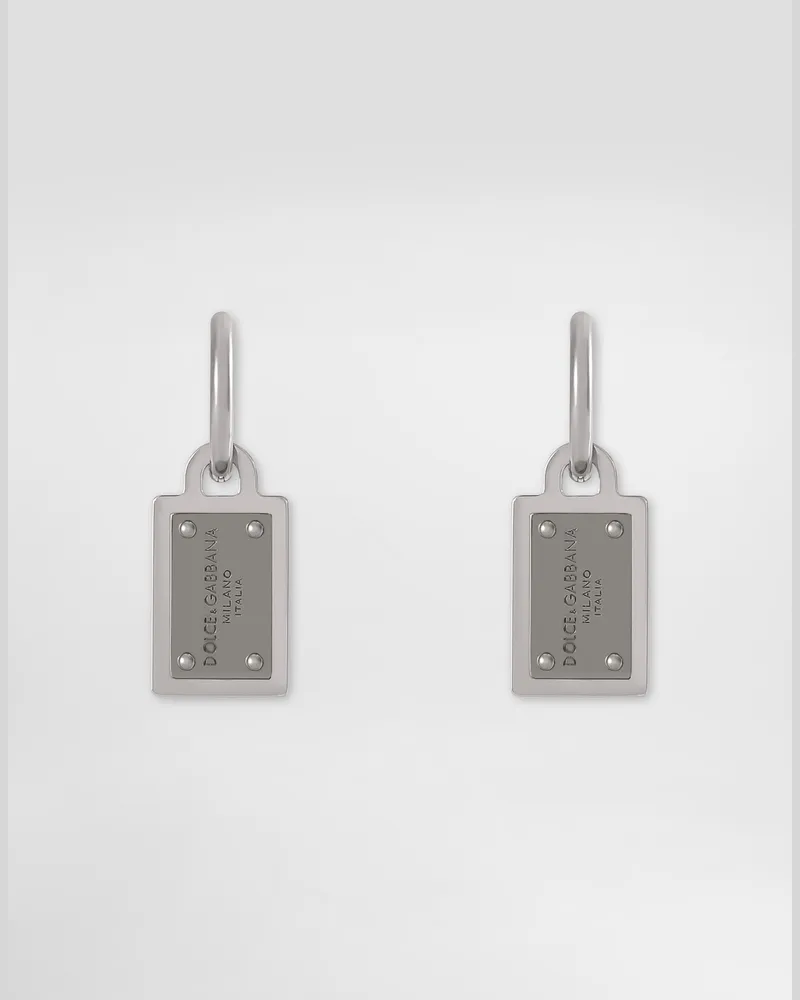 Dolce & Gabbana Ohrringe Mit -logoplakette - Mann Bijoux Silber Metall Silber