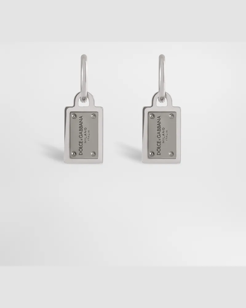 Dolce & Gabbana Ohrringe Mit -logoplakette - Mann Bijoux Silber Metall Silber