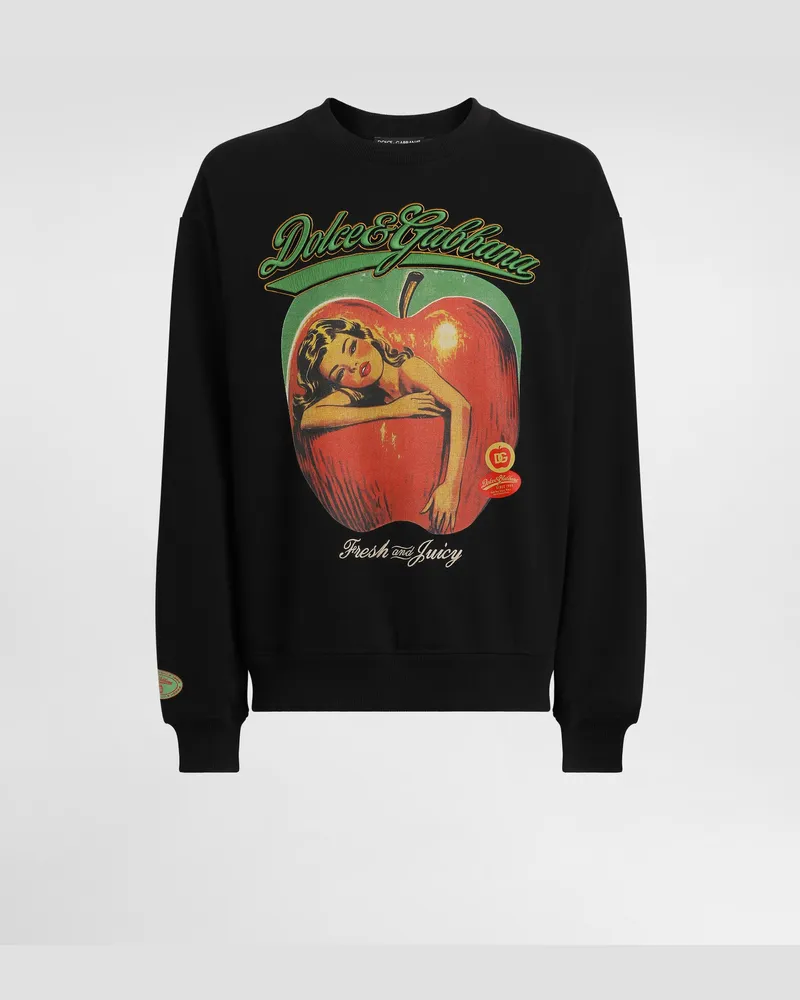 Dolce & Gabbana Sweatshirt With Print And Embroidery - Mann Sweatshirts Schwarz Black
