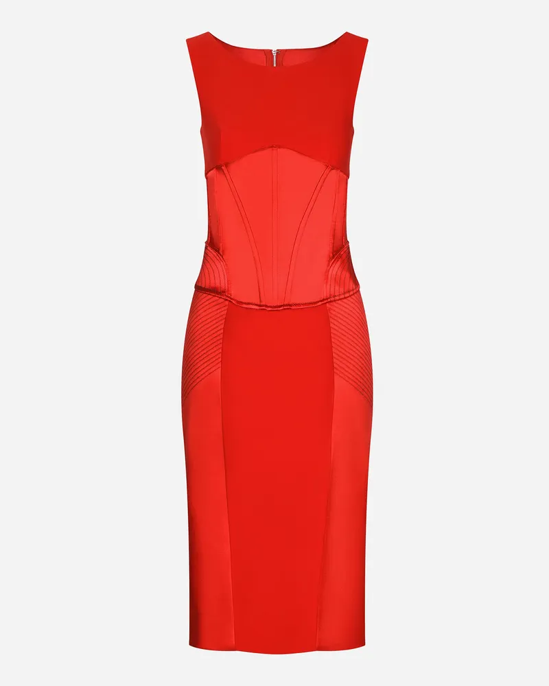 Dolce & Gabbana Longuette-kleid Aus Satin Und Cady - Frau Kleider Rot Satin Rot