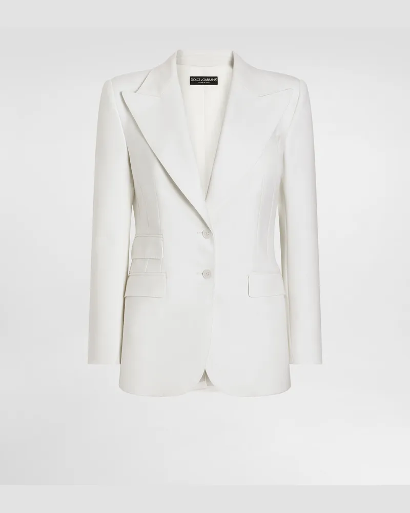 Dolce & Gabbana Single-breasted Woolen Turlington Blazer - Frau Blazer Wei� Wolle Weiss
