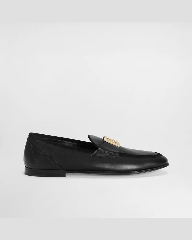 Dolce & Gabbana Calfskin Slippers - Mann Driver Und Mokassins Schwarz Leder Schwarz