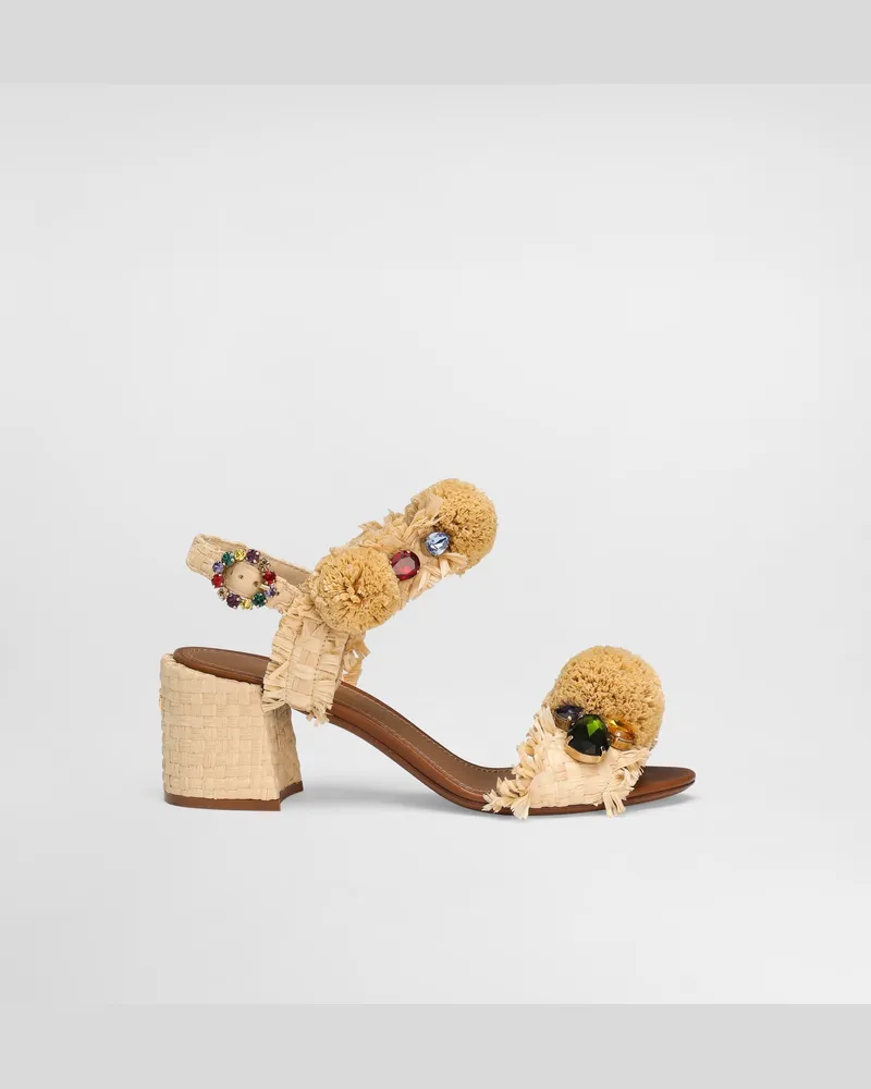 Dolce & Gabbana Sandalette Mit Ausgefranstem Geflecht Und Steinen - Frau Sandalen Und Wedges Mehrfarbig Mehrfarbig