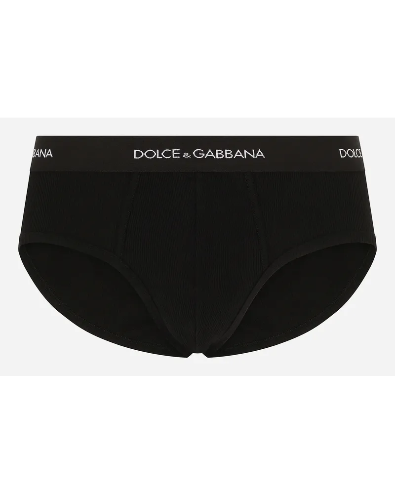 Dolce & Gabbana Slip Brando Gerippte Baumwolle Schwarz