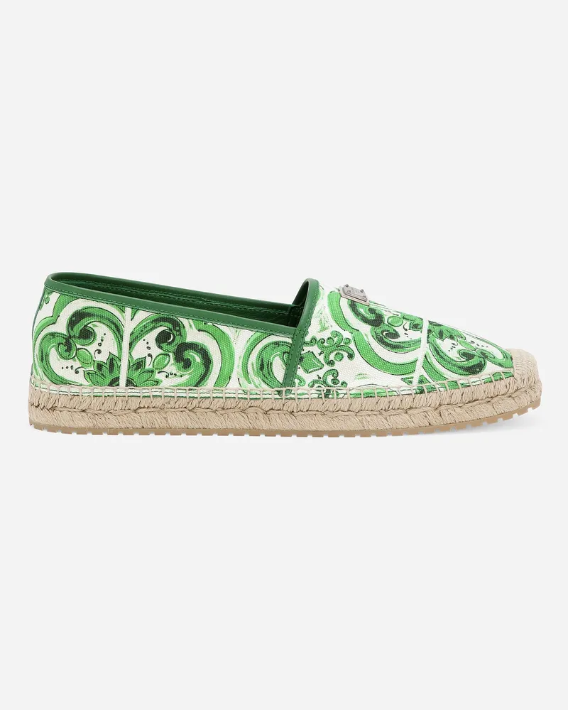 Dolce & Gabbana Espadrilles Aus Canvas Majolika-print - Mann Sandalen Und Slides Drucken Drucken