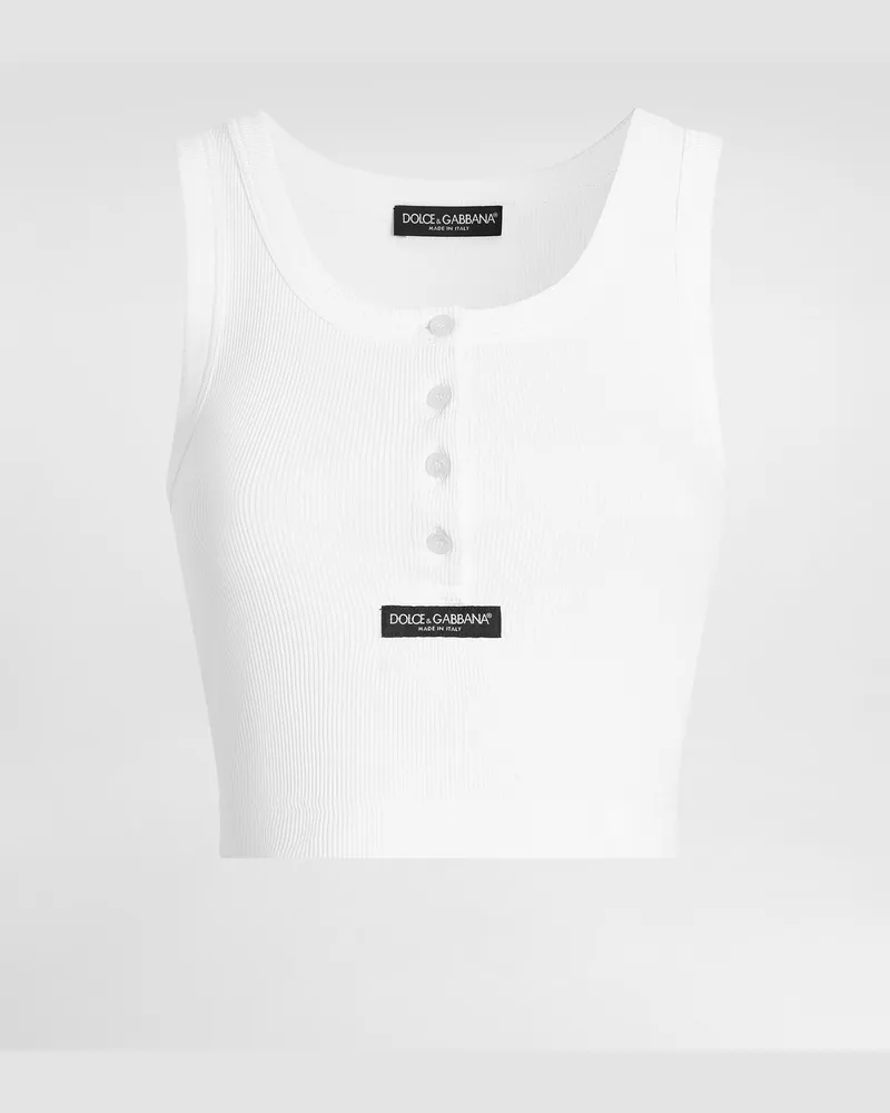 Dolce & Gabbana Ribbed Tank Top - Frau T-shirts Und Sweatshirts Wei� Baumwolle White