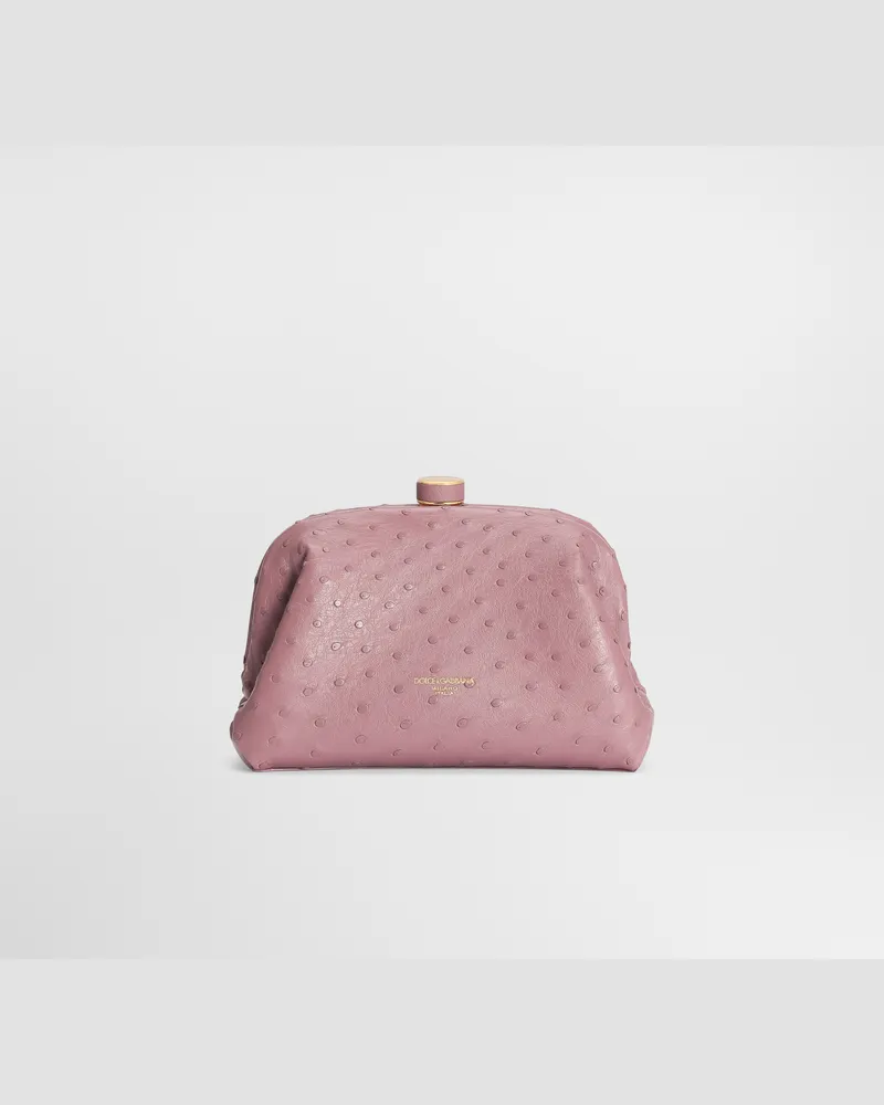 Dolce & Gabbana Handtasche Grandma Mini Aus Straußenleder - Frau Collection Rosa Rosa