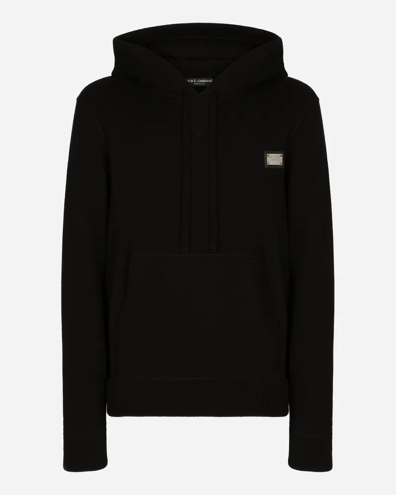 Dolce & Gabbana Pullover Mit Kapuze Aus Wolle Und Kaschmir - Mann Strickwaren Schwarz Wolle Schwarz