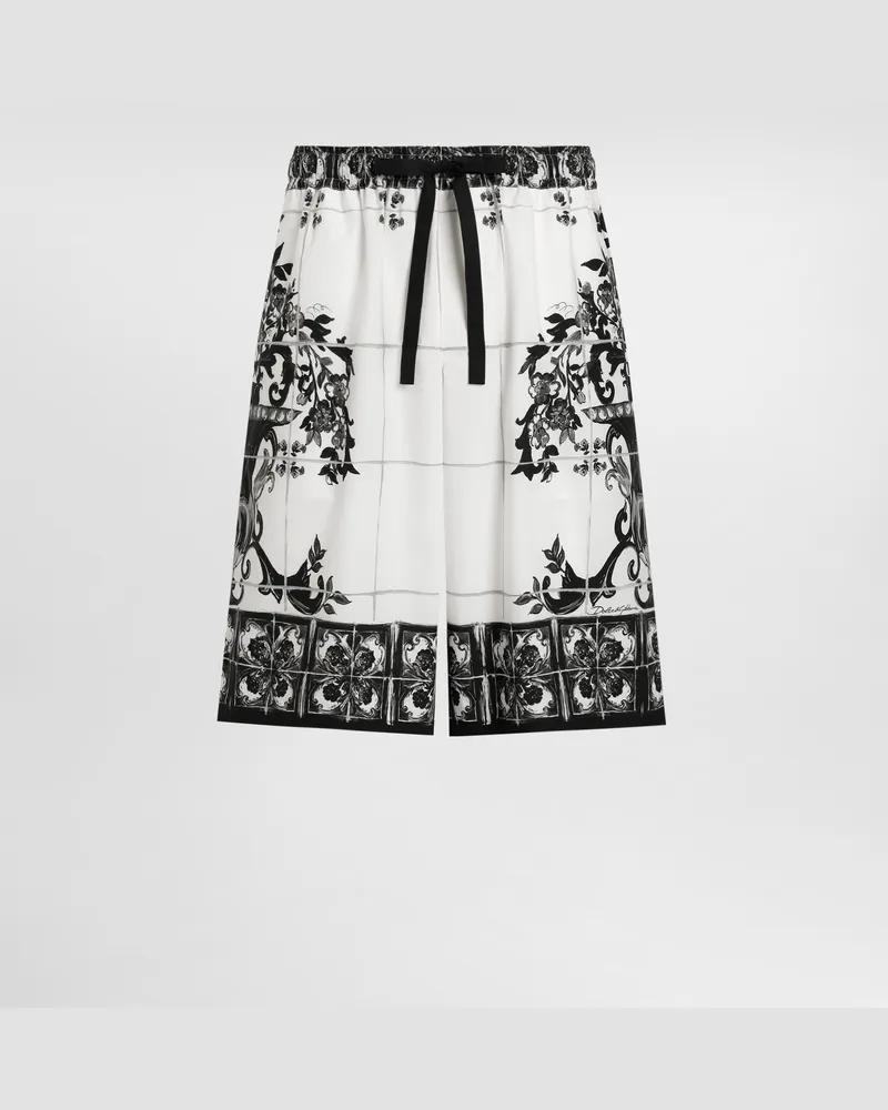 Dolce & Gabbana Hose Aus Popeline Mit Majolika-print - Mann Hosen Und Shorts Mehrfarbig Mehrfarbig