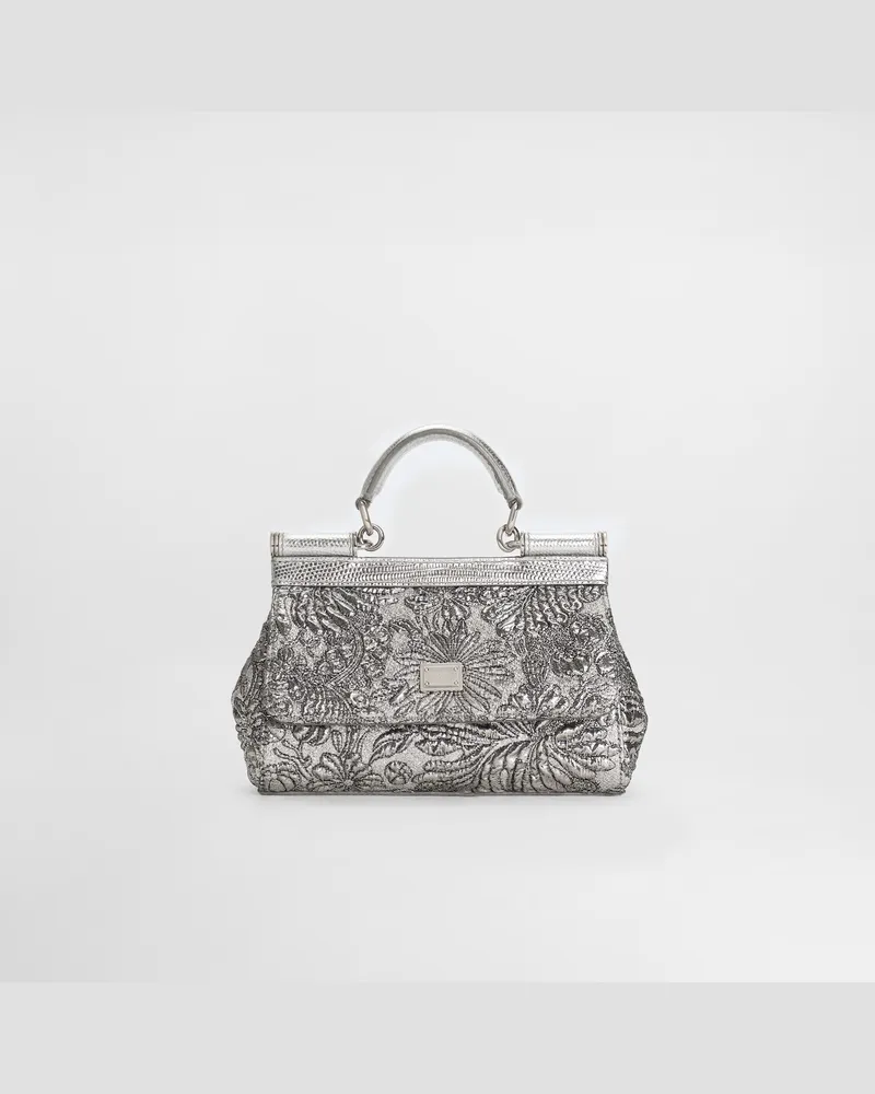 Dolce & Gabbana Small Sicily Handbag In Brocade - Frau Collection Silber Silver