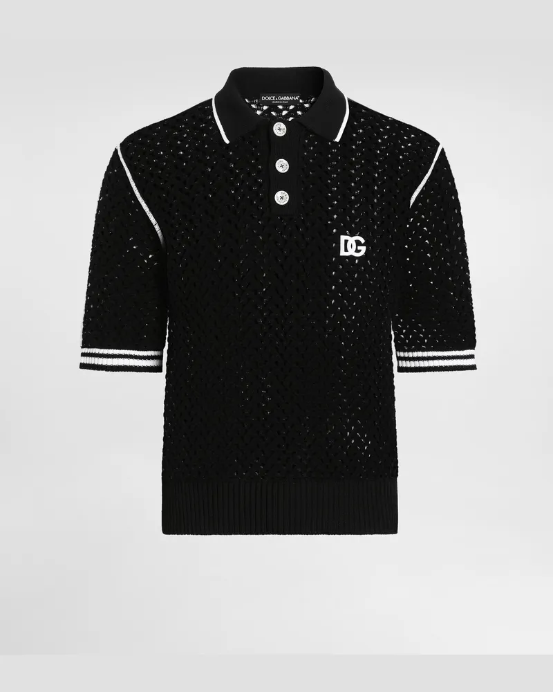 Dolce & Gabbana Poloshirt Aus Baumwolle In Häkeloptik - Mann Strickwaren Mehrfarbig Mehrfarbig