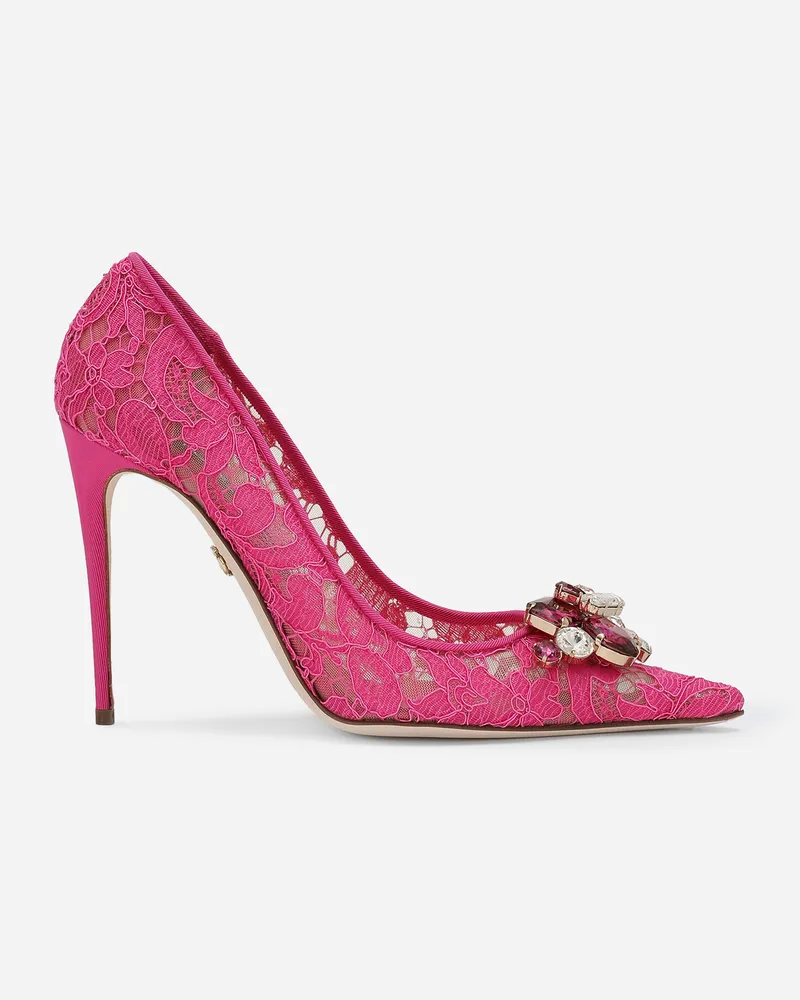 Dolce & Gabbana Pumps Rainbow Lace Aus Lurex-spitze - Frau Pumps Und Slingbacks Fuchsia Spitze Fuchsia
