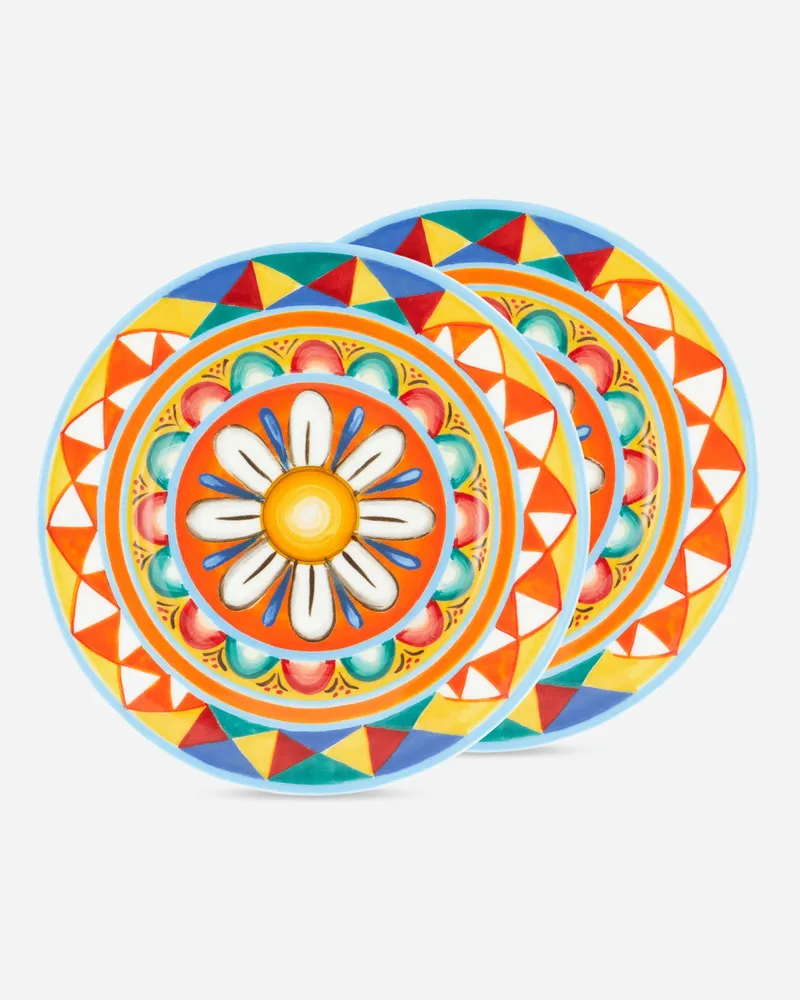 Dolce & Gabbana Set 2 Bread Plates In Fine Porcelain - Brotteller Mehrfarbig Mehrfarbig
