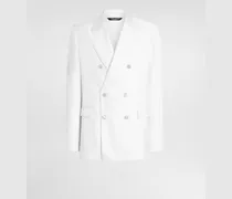 Jacke Sicilia Light Aus Seidentwill Mit Doppelreiher-knöpfung - Mann Anzüge Und Blazer Wei
