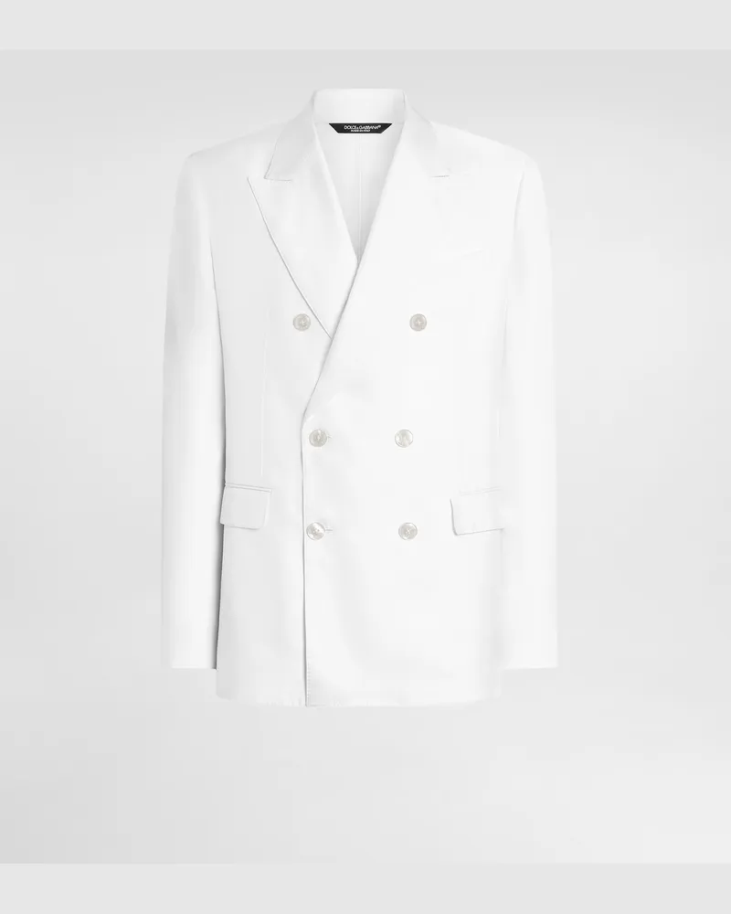 Dolce & Gabbana Jacke Sicilia Light Aus Seidentwill Mit Doppelreiher-knöpfung - Mann Anzüge Und Blazer Wei White