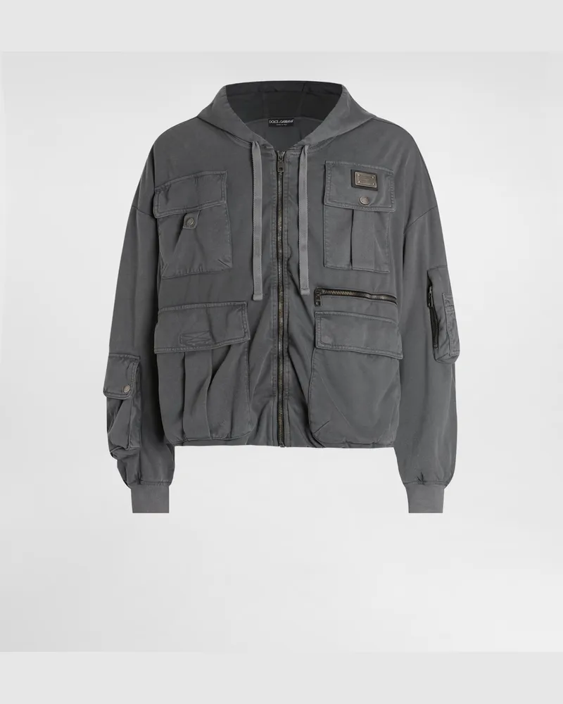 Dolce & Gabbana Jersey Hooded Sweatshirt With Vintage Finish - Mann Mäntel Und Jacken Mehrfarbig Multicolor