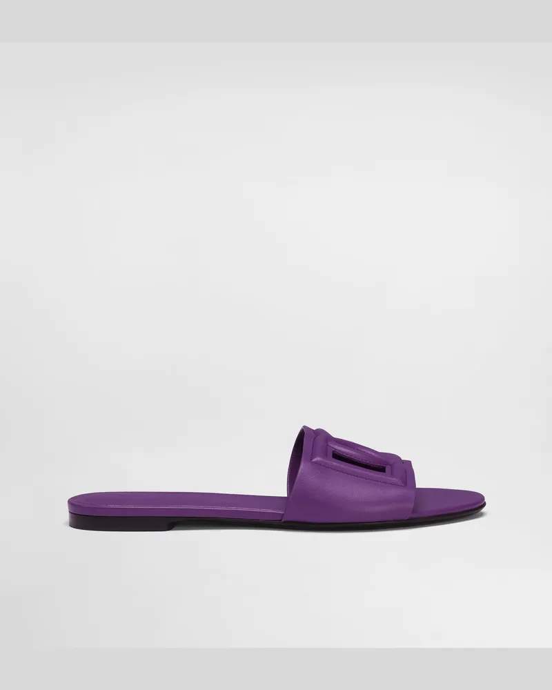 Dolce & Gabbana Slides In Calfskin - Frau Pantoletten Und Mules Purple Leder Purple