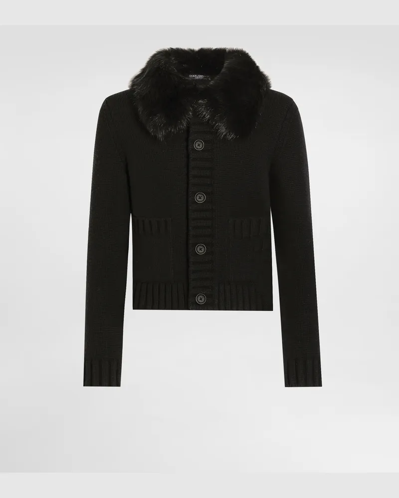 Dolce & Gabbana Wool Jacket With Fur-effect Collar - Mann Mäntel Und Jacken Schwarz Black