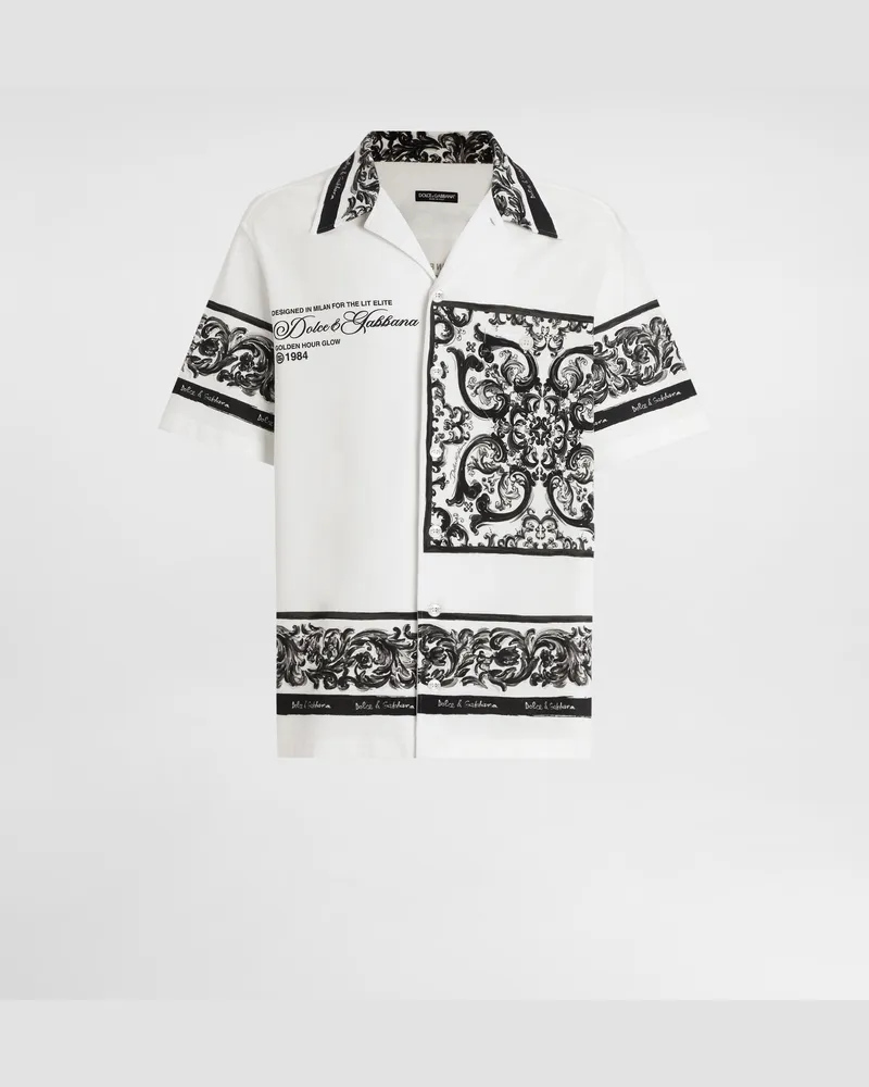 Dolce & Gabbana Hawaiihemd Aus Doppelpiqué Mit Majolika-print - Mann Hemden Mehrfarbig Mehrfarbig