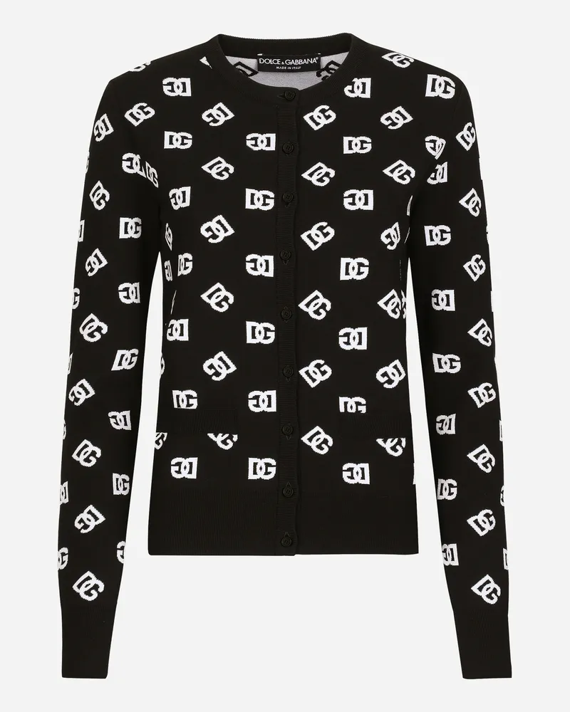 Dolce & Gabbana Cardigan Aus Viskose Dg-jacquardlogo - Frau Strickwaren Mehrfarbig Print