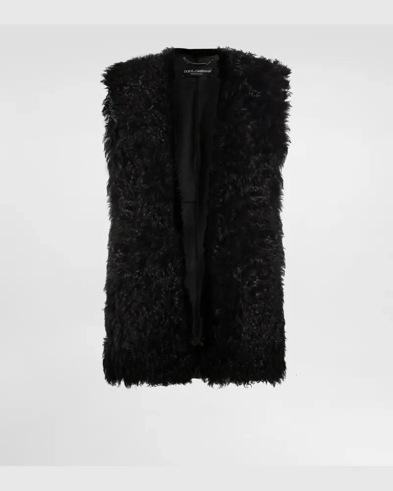 Dolce & Gabbana Kalgan Lamb Vest - Frau Blazer Schwarz Black