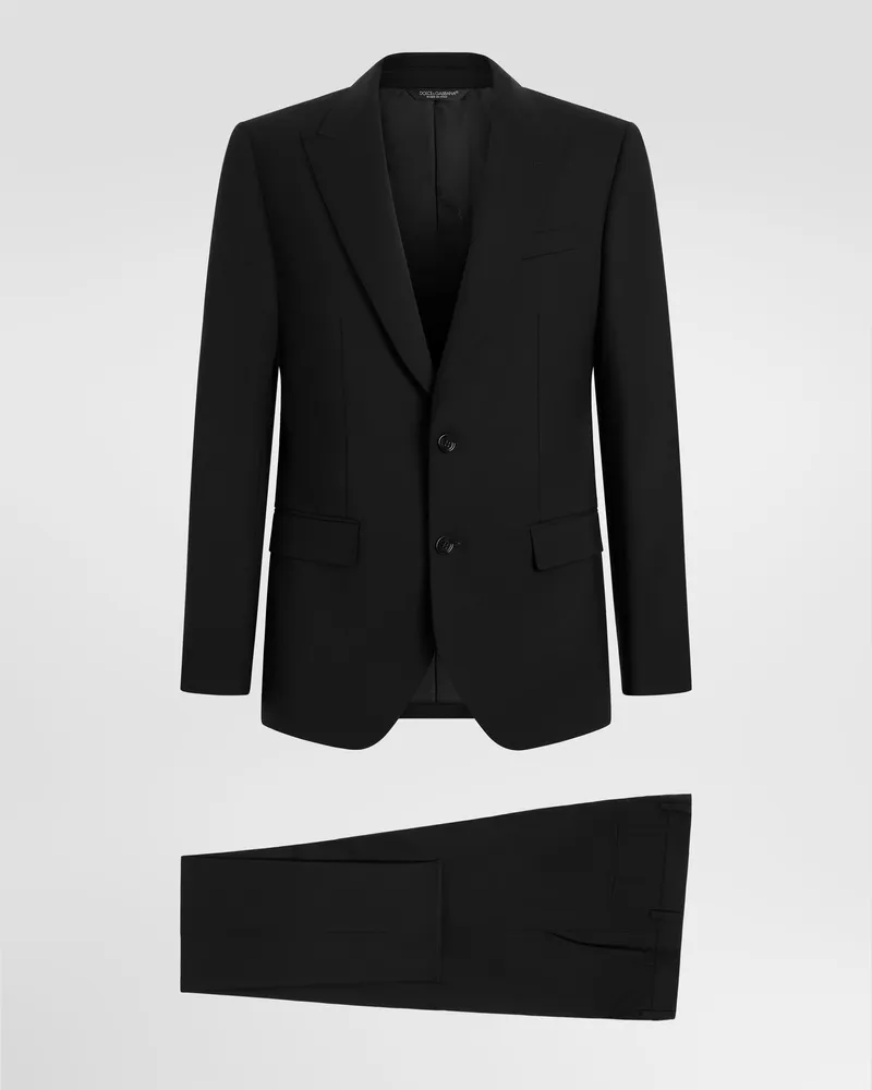 Dolce & Gabbana Anzug Martini Light Aus Wollgabardine Mit Einreiher-design - Mann Anzüge Und Blazer Schwarz Schwarz
