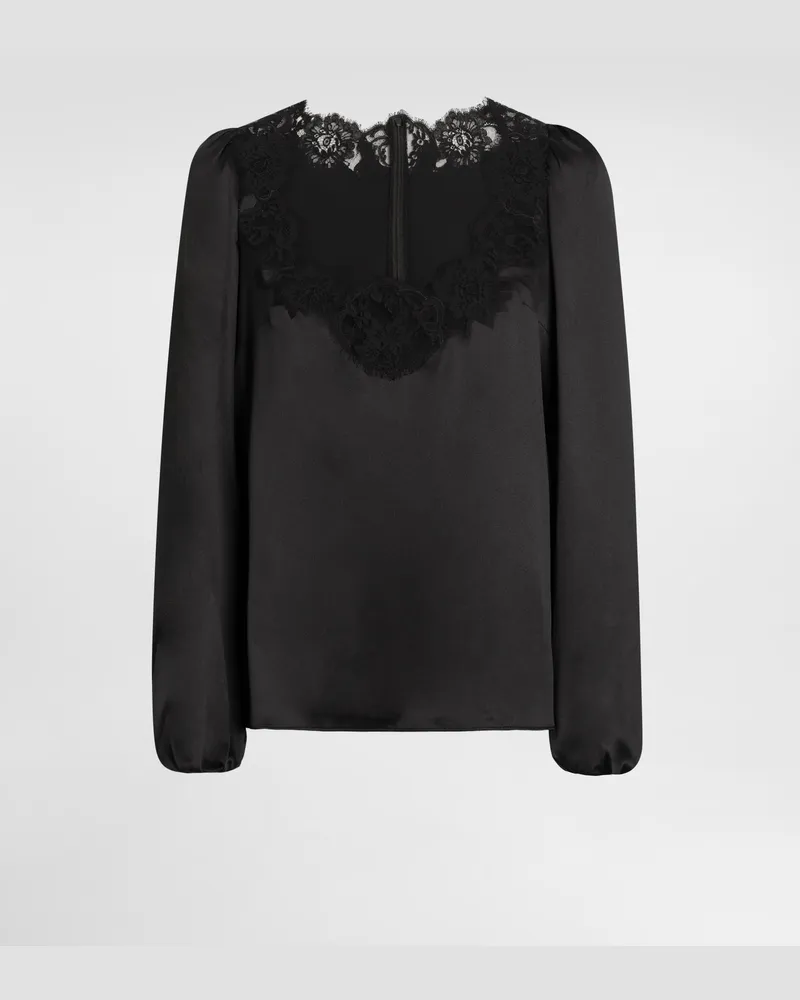 Dolce & Gabbana Stretch Satin Blouse - Frau Blusen Und Tops Schwarz Seide Black