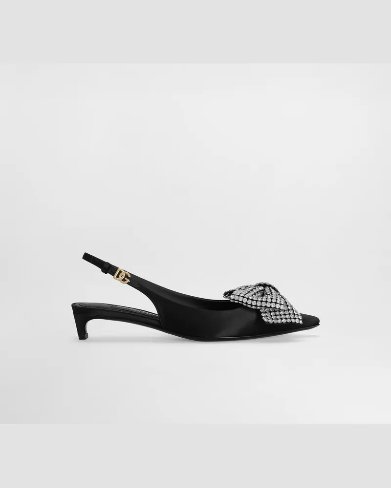Dolce & Gabbana Slingback Aus Satin Mit Strassstickerei - Frau Pumps Und Slingbacks Mehrfarbig Mehrfarbig