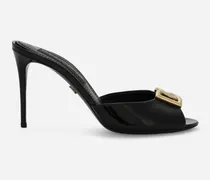 Mule Aus Lackleder Mit Dg-logo - Frau Pantoletten Und Mules Schwarz Leder