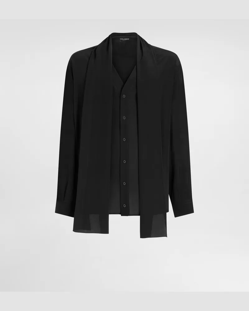 Dolce & Gabbana Hemd Aus Crêpe De Chine - Mann Hemden Schwarz Schwarz