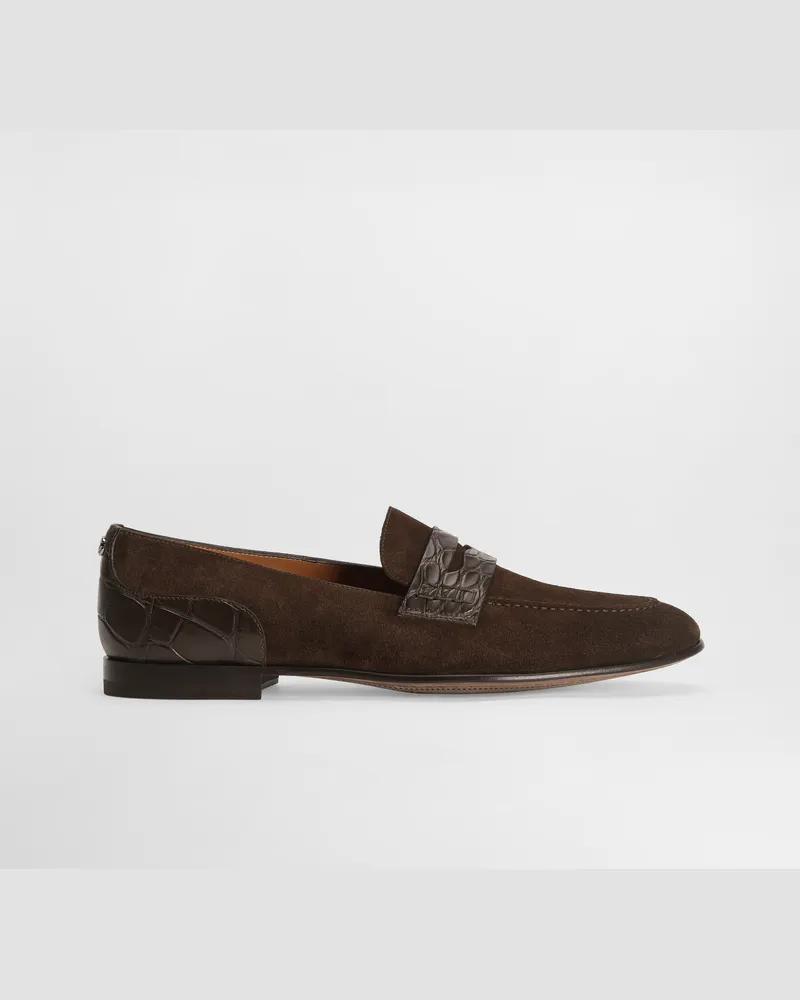 Dolce & Gabbana Slipper Aus Spaltleder Und Alligator-nappaleder - Mann Driver Und Mokassins Mehrfarbig Mehrfarbig